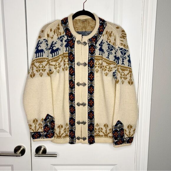 Dirdalstrikk Vintage Norwegian Nordic Wool Cardigan Sweater Fair Isle Size M - Picture 1 of 6